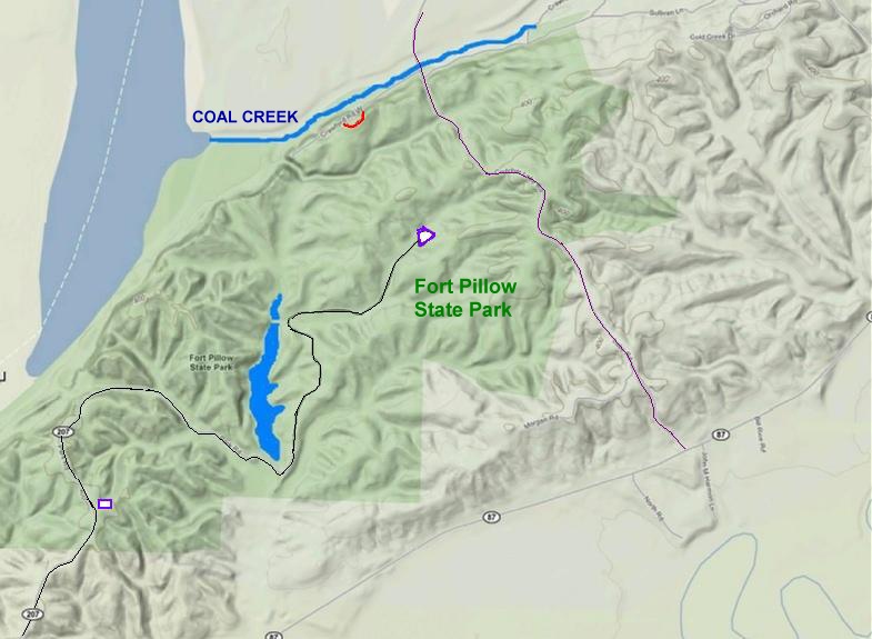 Topographical Map of Fort Pillow State Park