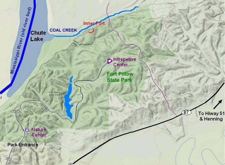 Topographical Map of Fort Pillow Park